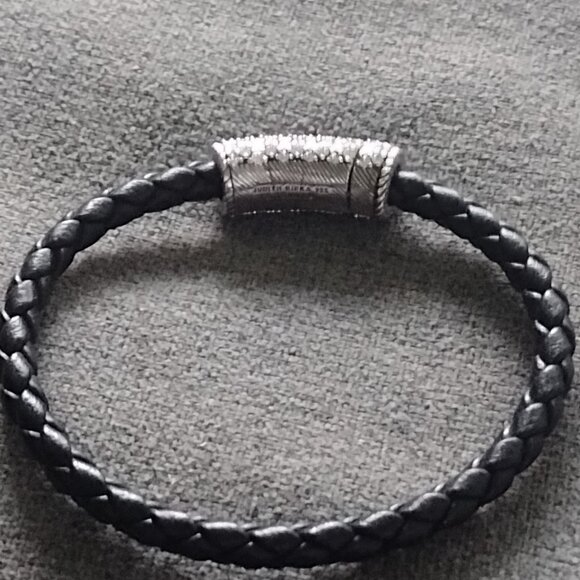 Judith Ripka Sterling Silver/leather Bracelet - Picture 4 of 4